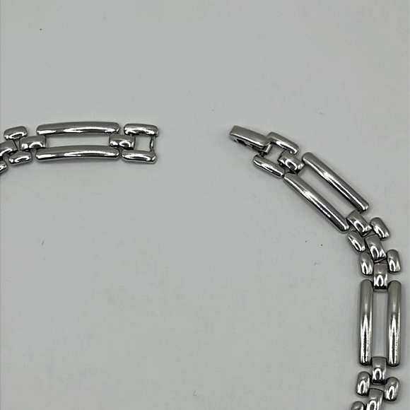 Napier Silver Chain Necklace 60s Block Link Choker Necklace Collectible - Picture 8 of 9